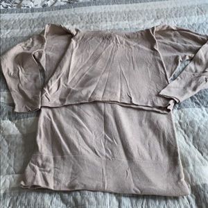 Beige long sweater with loose neck